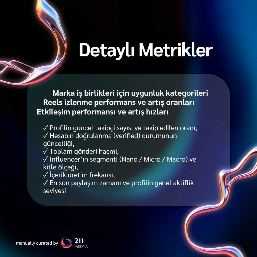 Türk influencer listesi metrik analizi